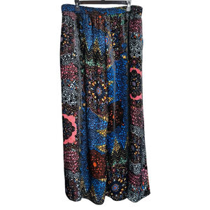 Johnny Was Size XL Axelle Burnout Velvet Silk Pants Patchwork Wide‎ Leg